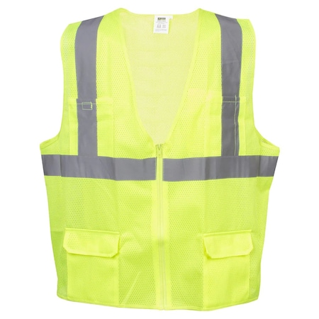 Cordova Safety Vest, Type R, Class 2, Mesh, Lime, 2in Reflective Tape, S VW211PS